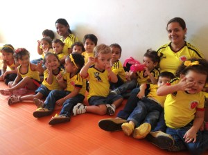 Marcello's nursery school class on game day.