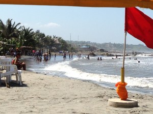 Looking out from our tarp-shaded table at Villa Alcatraz.